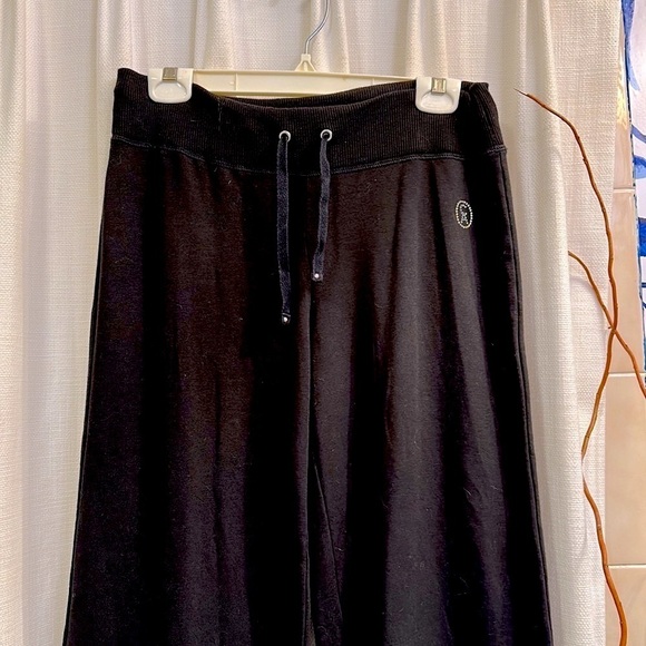 Women’s Christine Alexander Bling Rhinestone Black Cropped Capri Sweatpants Sz S - Picture 2 of 6